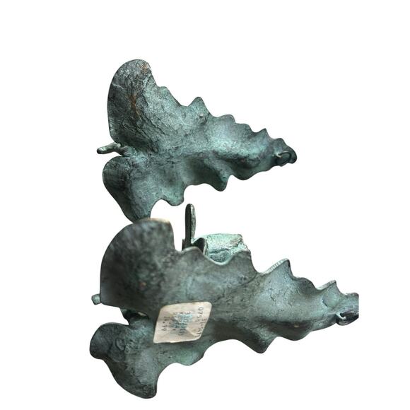 Vintage Wrought Green Iron Oak Leaf Wall Lot of 2 Candle Holder 6"Lx5"W-Creative - Picture 2 of 3